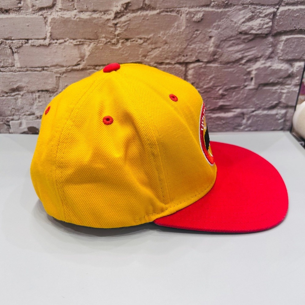 Adidas Houston Rockets Hat Mens OSFA Yellow Red NBA Snapback Flat Bill Cap - Picture 4 of 8